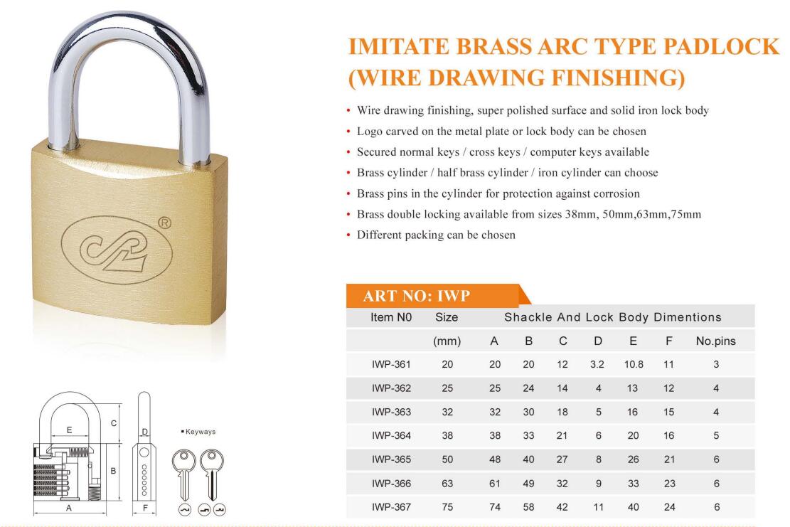 imitate-brass-arc-type-padlockwire-drawing-finishing